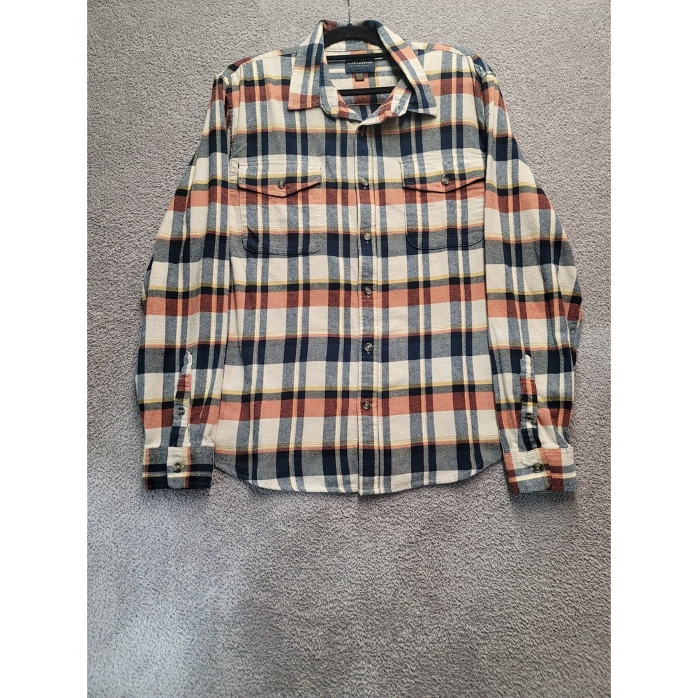 Lucky Brand Men's Plaid Flannel Shirt XL Button Front Long Sleeve Cotton‎